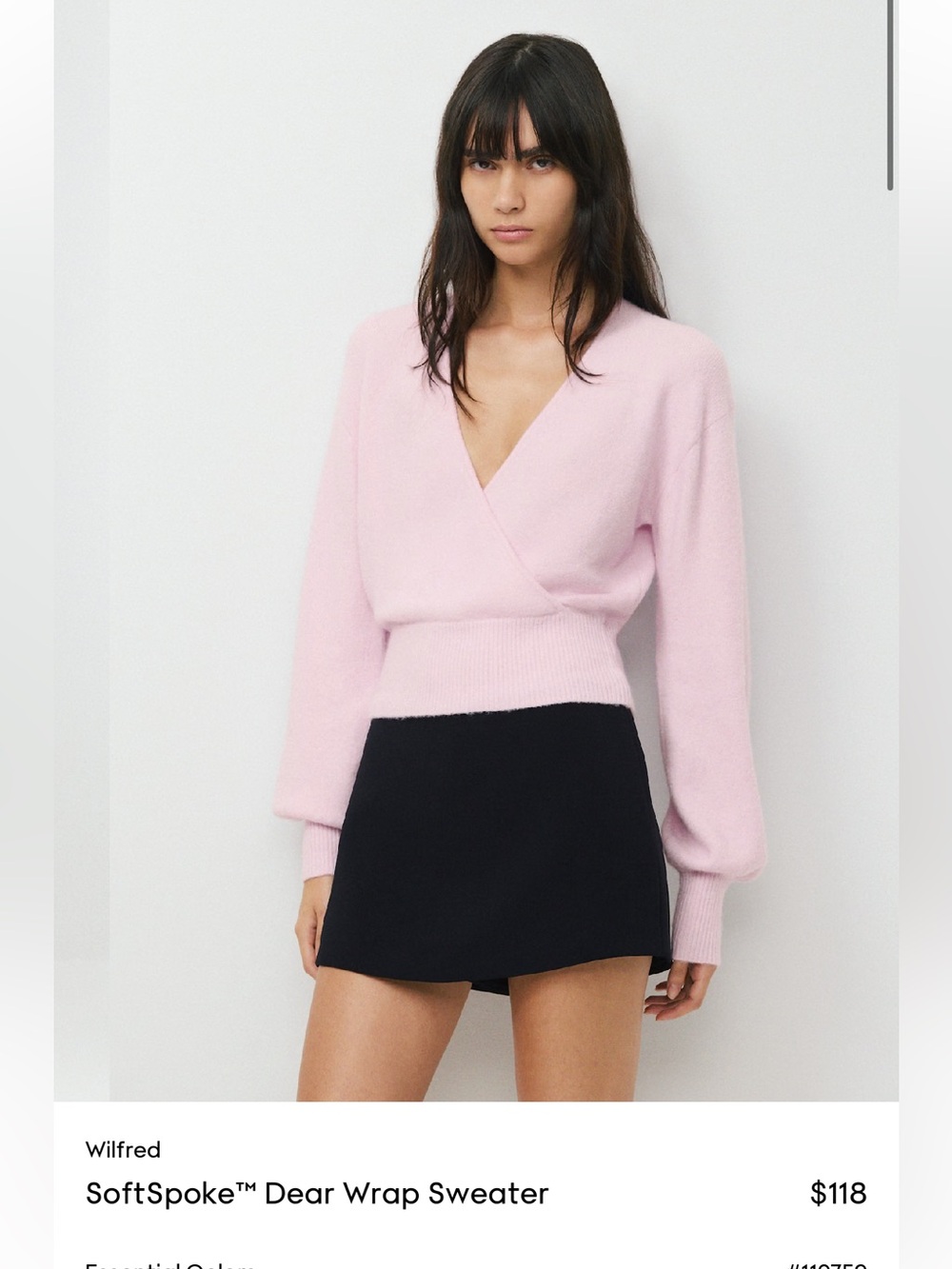 Aritzia (Wilfred) “SoftSpoke Dear Wrap Sweater”, Cashmere/Wool Blend, Size M EUC